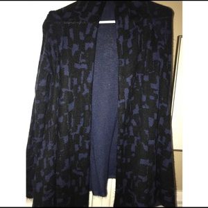 Blue & black cardigan.